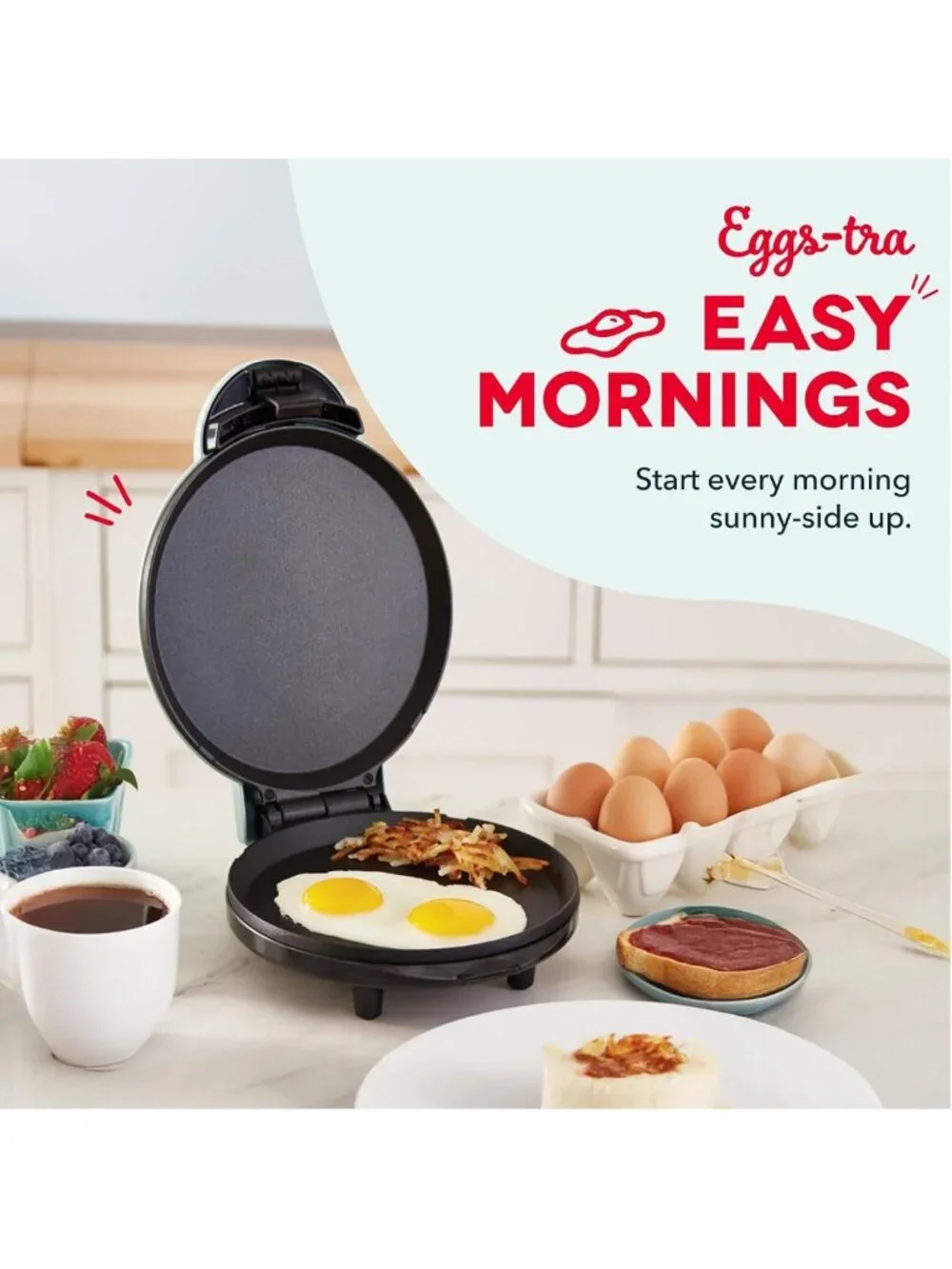 Round Electric Pancake & Egg Griddle Maker - Quick Heat-Up, Nonstick Surface